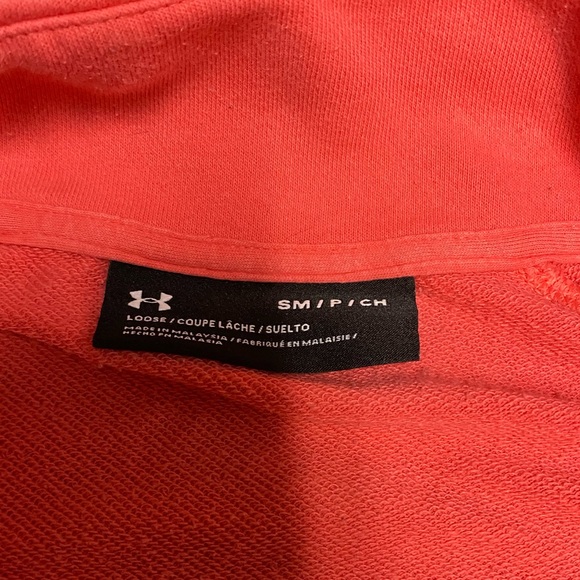 Under Armour Coral Pink color Half Zip Sweatshirt w/Kangaroo Pockets - Picture 4 of 6